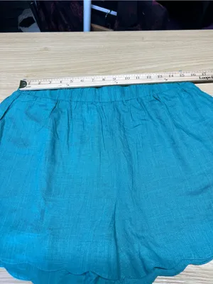 Umgee USA Teal Linen Blend Scallop Hem Shorts Size XL NWT thumbnail 9