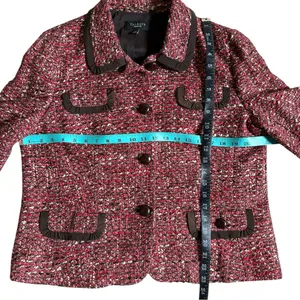 Talbots Blazer Womens Size 14 Red Black Tweed Preppy Old Money Office Casual thumbnail 4