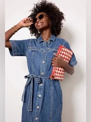 Sanctuary Evereve Alma Denim Midi Dress In Blue XS NWT thumbnail 2