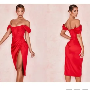 HOUSE OF‎ CB 'Loretta' Red Satin Off Shoulder Dress/Size XS NWOT thumbnail 4