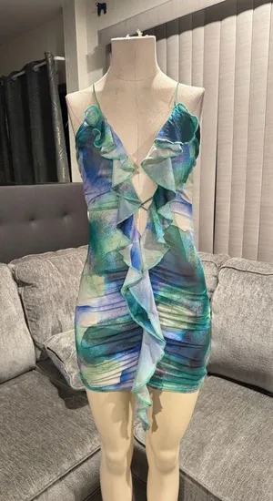 🌸AMTIOUS mesh blue mini dress ✨ thumbnail 2