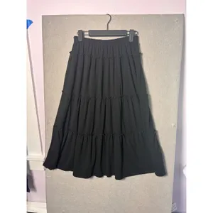 Whimsigoth Womens Tiered Midi Skirt S Black Lettuce Edge Ruffle Boho Cottagecore thumbnail 4