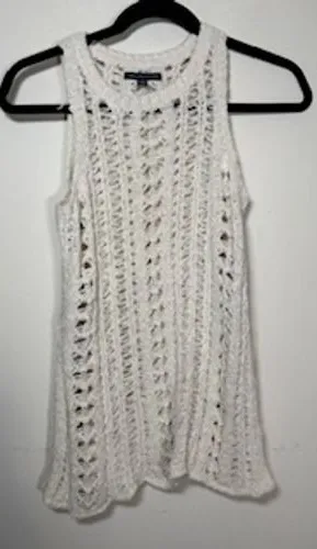 AMERICAN EAGLE Crochet Sweater Tank XS White Open Knit Boho Festival Top‎ thumbnail 1