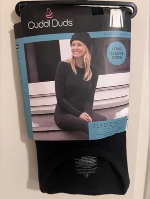 Cuddl‎ Duds Fleece Top Base Layer Winter Wear Black Cozy Warm Snuggly Small thumbnail 1