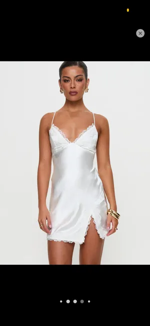 Princess Polly White Slip Dress Mini thumbnail 3