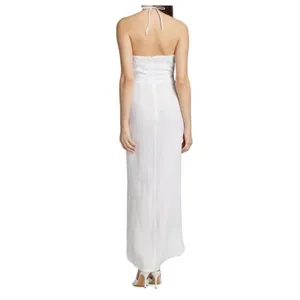 NWT Rumer Estelle Sleeveless Strappy Halter Maxi Dress Front Cutout L White thumbnail 5