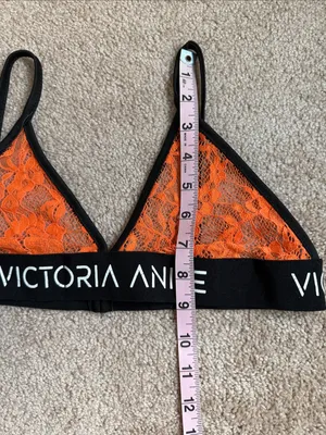 Victoria's Secret Victory Anise Orange Triangle Lace Pullover Bralette. Size Large thumbnail 5