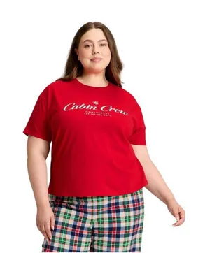 NWT Wondershop Cabin Crew Short Sleeve Holiday Pajama Shirt 94690402 Red 3X thumbnail 1