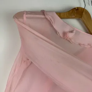 Vtg Y2K Pink Sheer Ruffle Neck Top Sz XS thumbnail 15