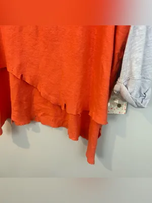 NWT We The Free People Star Henly Orange & Grey Distressed Oversized Top Small thumbnail 13