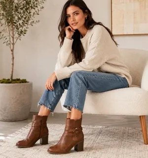 Frye & Co Italia Brown Ankle Boots Womens Size 9M Side Zip Block Heel Booties thumbnail 1
