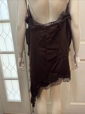 WOMAN STRAPPY SHORT SATIN ZW ASYMMETRIC LACE DRESS Size XL thumbnail 11