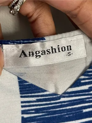 ANGASHION Navy Blue and White Graphic Print Romper Sz S thumbnail 8