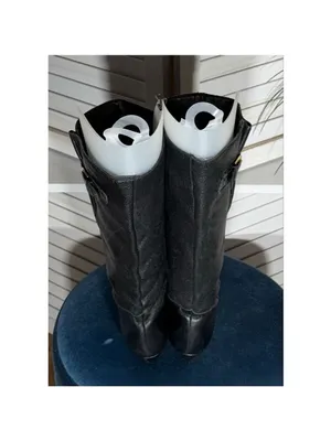 Vintage Pirate Style Knee High Boots Genuine Leather Black Size 7 thumbnail 4