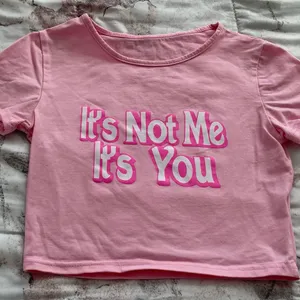 Pink “It’s Not Me It’s You” crop top, size S Barbiecore boho Y2K western beach thumbnail 6