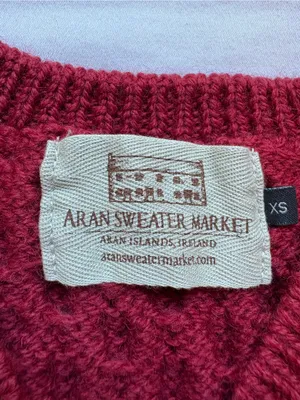 Aran Sweater Market XS Merino Wool Cable Knit Sweater Vest Red Ireland thumbnail 3