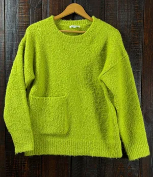 Line and Dot Green Thick Winter Sweater SMALL thumbnail 1