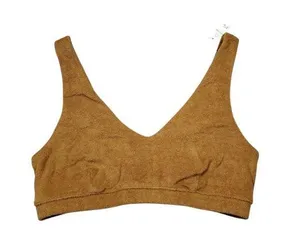 Aerie Offline Recharge Summer Lights Terry Sports Bra Size Large Brown Unlined thumbnail 1