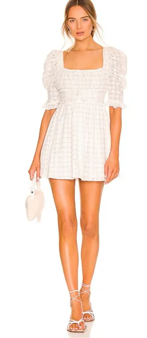For Love And Lemons Libby White Eyelet Mini Dress Size Medium thumbnail 1