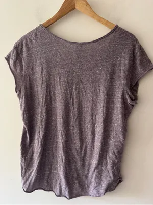 Free People Beach Heathered Purple Henley Short Sleeve Tee thumbnail 4