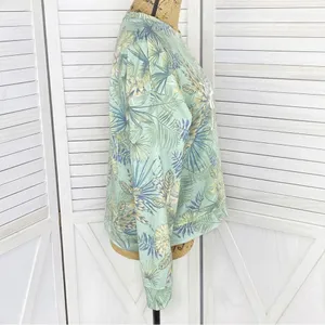 Body Glove Let's Get Salty Tropical Print Shirt Green Small‎ Crop Sweatshirt thumbnail 3