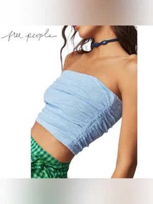 NWT Free People Boulevard Tube Top | Size: L | Blue Vista thumbnail 3