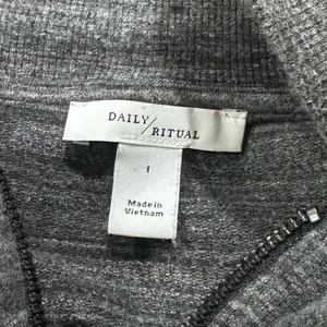 Anthropologie Daily Ritual Grey Cropped Quarter Zip Sweatshirt Women’s XL thumbnail 2