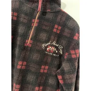 Taylor Swift Red Plaid Shirt Days Fleece 1/4 Zip Mock Neck Sz S Oversized Red thumbnail 2