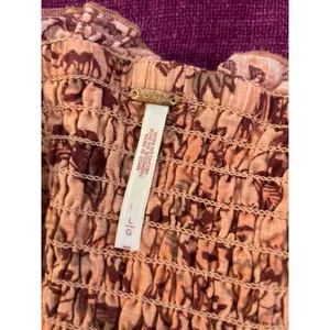 FREE PEOPLE Smock it to Me Mini Dress Puff Sleeve BOHO PRAIRIE FEMININE Size L thumbnail 4