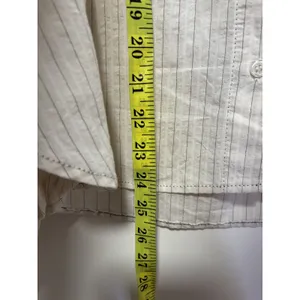 Max Studio London Button Down Shirt Medium Ivory Striped thumbnail 6