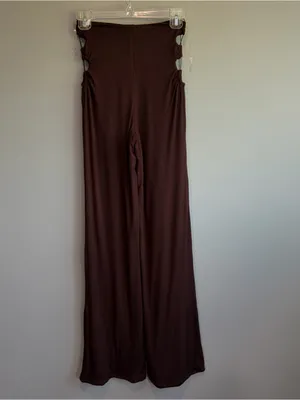 NWT MESHKI Eleanor Ruched Cut Out High Rise Brown Pants Women's Size XS thumbnail 5