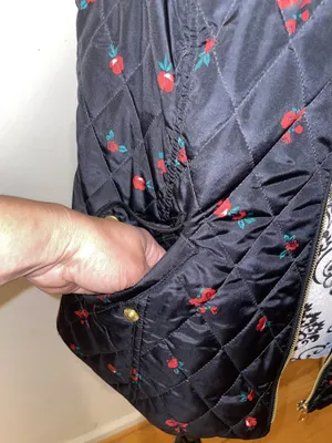 Charter Club Black & Red Floral Quilted Puffer Vest Size Large Like New thumbnail 7