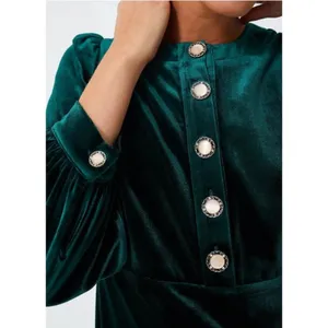 Tuckernuck Pomander Place Arabella Midi Dress in Emerald Green Velvet Size Small thumbnail 3