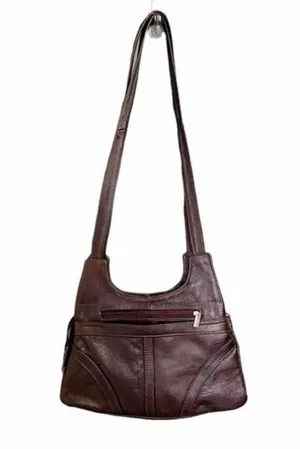 Vintage Pebbled Leather Crossbody Bag Espresso Brown 70s Boho Bohemian Purse thumbnail 5