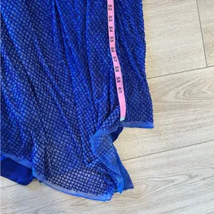 Mac Duggal Blue Sequin Beaded Sheath V-Neck Sleeveless Prom Formal Dress thumbnail 10