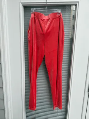 Juicy Couture Velour Wide Leg Pants Coral Pink Y2K Women’s L Crown Logo thumbnail 5