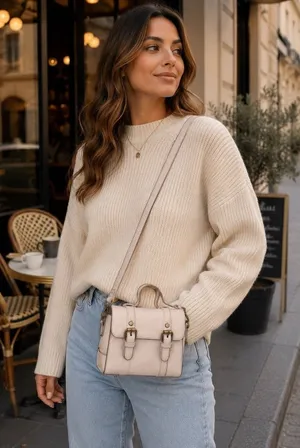 Anthropologie Crossbody Satchel Bag Blush Pink Faux‎ Leather Mini Messenger thumbnail 1