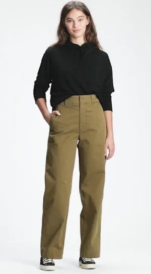 NWOT GAP High Rise Barrel Khaki Pant Dark Olive Green SZ-8 thumbnail 1
