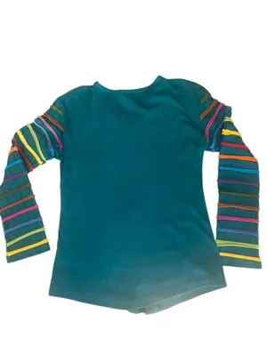 Rainbow Striped Textured Full Zip Long Sleeve Cotton Sweater Womens XXL thumbnail 2