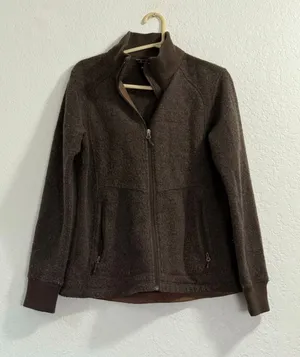 Marmot wool blend sweater jacket sz L warm cozy winter brown thumbnail 1