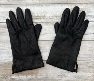 VTG Fownes Leather Gloves Sz 6.5 Black Acrylic Lined Winter Driving Preppy‎ thumbnail 1