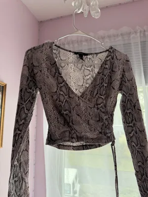 Forever 21 Snakeskin Top Gray thumbnail 1
