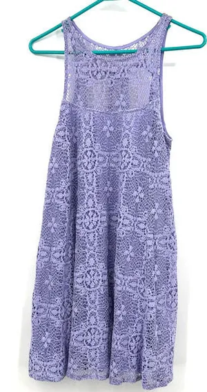 Free People size small purple lace sleeveless dress with cutout on‎ back lined thumbnail 1