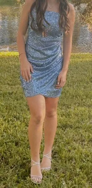 Dillard's blue sparkly homecoming dress thumbnail 1