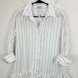 Madewell Bubble Hem Mini Shirtdress Pinstripe Poplin Cotton White Medium NWT thumbnail 7