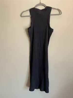 Madewell Black Ribbed Midi Tank Dress Body Con Heathered Grey Women Size Small thumbnail 4