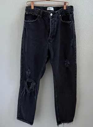Abercrombie & Fitch The Dad High Rise Distressed Black Jeans 28 | 6S thumbnail 1
