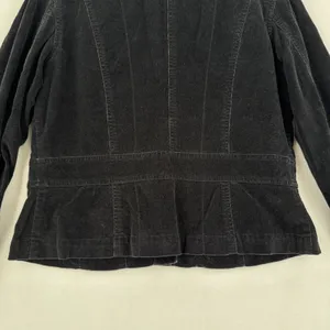 Rafaella Velvet Jacket Women 14 Black Button Front Peplum Trucker Stretch Y2K thumbnail 6