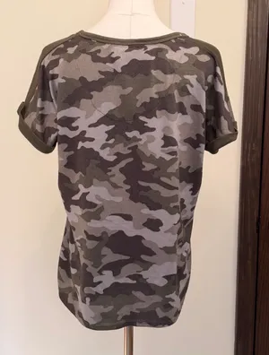 Lucky Brand loose fit rolled short sleeve camo top thumbnail 3