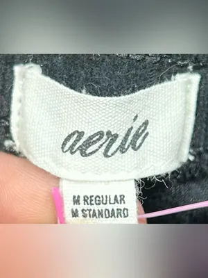 Aerie Women’s Size M Black Wide Leg Waffle Flare Trousers Pants thumbnail 2